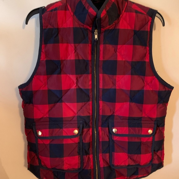 J.Crew Plaid Zip Up Vest Sz Medium - Picture 2 of 9